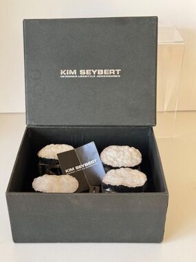 Kim Seybert Agate Geode Napkin Rings Set of 4 Druzy Stone Acrylic Luxury